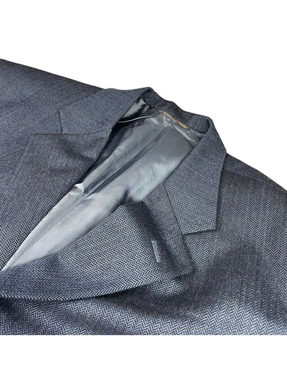 Holland & Sherry Men's 100's Wool 3-Button Blazer Blue Herringbone • 46R US